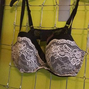 Black and white lace bra